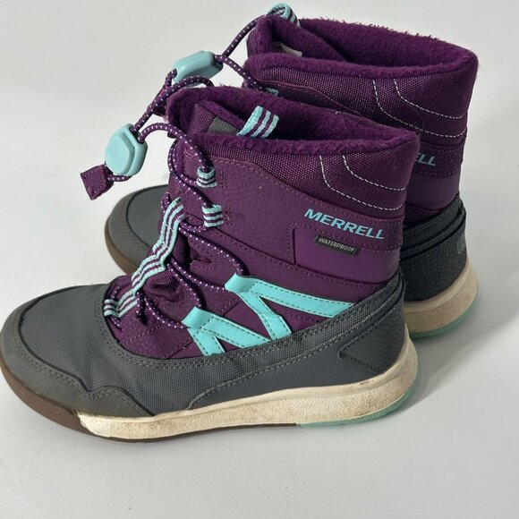 Merrell Kids Waterproof Winter Boots Purple/Gray With Teal Accents Size 12 Insul - Picture 4 of 9